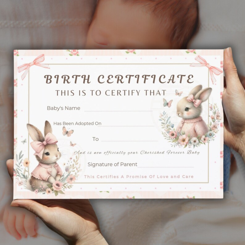 Reborn Doll Birth Certificate, Printable Adoption Certificate Reborn ...
