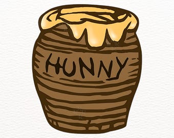 Tarro de miel de Winnie the Pooh PNG, clipart clásico del oso Pooh, descarga digital del tarro de miel, ilustración vintage de Pooh, Winnie de miel imprimible png