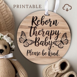 Etiqueta para cochecito de muñeca renacida, letrero para asiento de automóvil de bebé renacida, etiqueta para cochecito de moda con efecto de madera boho para muñeca renacida, por favor no tocar