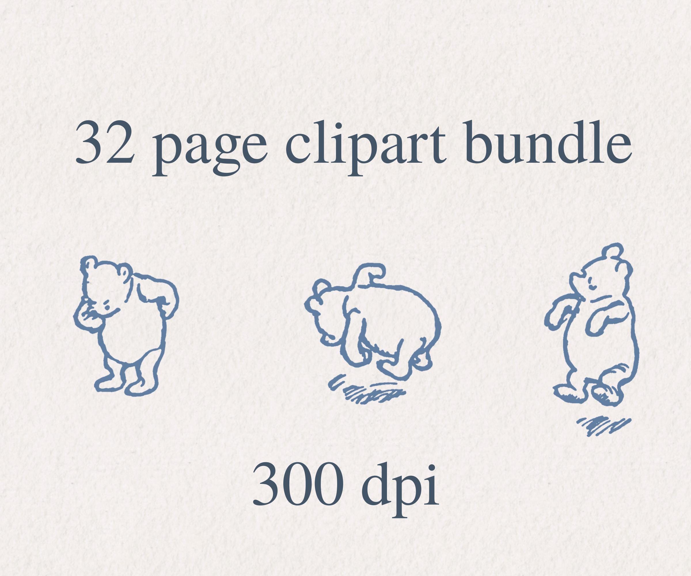 Modern Pooh Graphics Winnie the Pooh Toile PNG Bundle, Classic Pooh Bear Graphics Digital ...