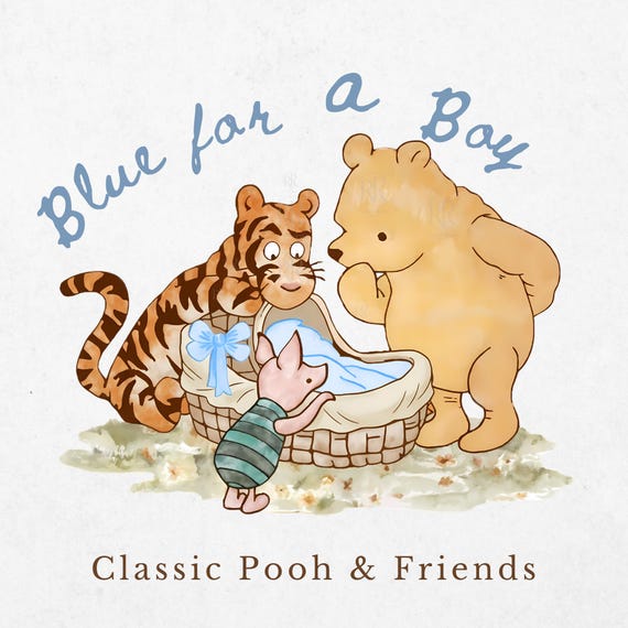 Classic Winnie the Pooh Baby Shower Bassinet Art Print – Boy
