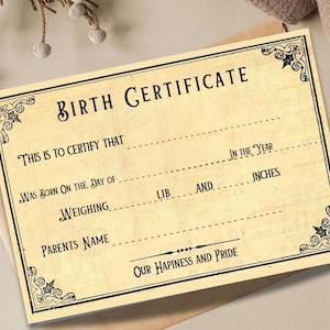 Reborn Baby Birth Certificate, Classic Dolls Adoption Printable