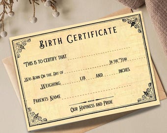 Reborn Baby Birth Certificate, Classic Dolls Adoption Printable