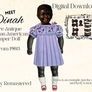 Afroamerikaner-Weinlese-Papierpuppe Digital Download, 1903 antike druckbare Ephemera, schwarze Geschichte Kunst, Junk-Journaling und Scrapbooking
