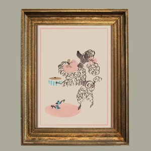 Pink Poodle Art Print, Retro Dog, Cockapoo Poster, 1950s Miniature ...