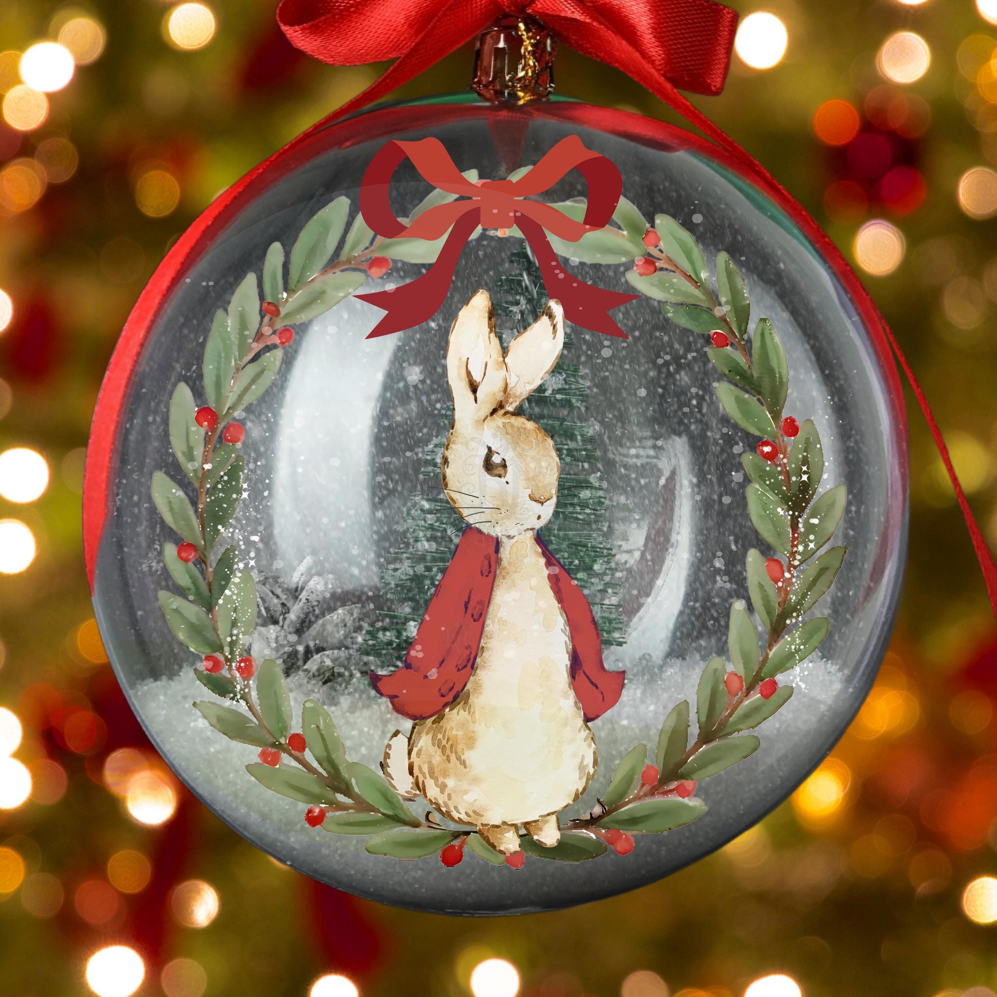 Peter Rabbit Christmas PNG Printable Clipart, Red Coquette Bow Festive ...