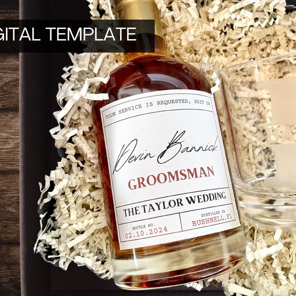 Groomsmen whiskey label, groomsmen label for whiskey bottle, whiskey bottle label, groomsmen proposal