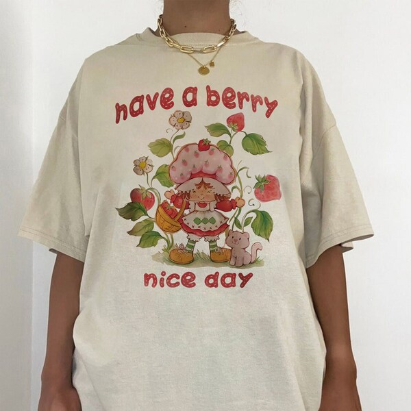 Have A Berry Nice Day Unisex T-Shirt, Vintage Strawberry Shirt, Love Strawberry, Retro Cartoon Hoodie, Y2K Shirt, Aesthetic Shirt