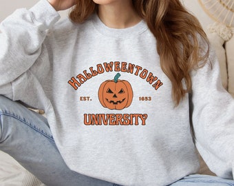 Halloweentown University Est. 1653 Crewneck Sweatshirt, Halloweentown Vintage Retro Crewneck, Cute University Fall Autumn Sweatshirt