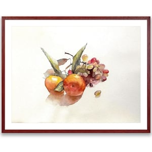 Clementinen und Weintrauben — Original Aquarell