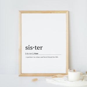 Sister Definition | Printable Wall Art | Digital Download | Sister Quote | Sibling Gift | Printable Home Decor