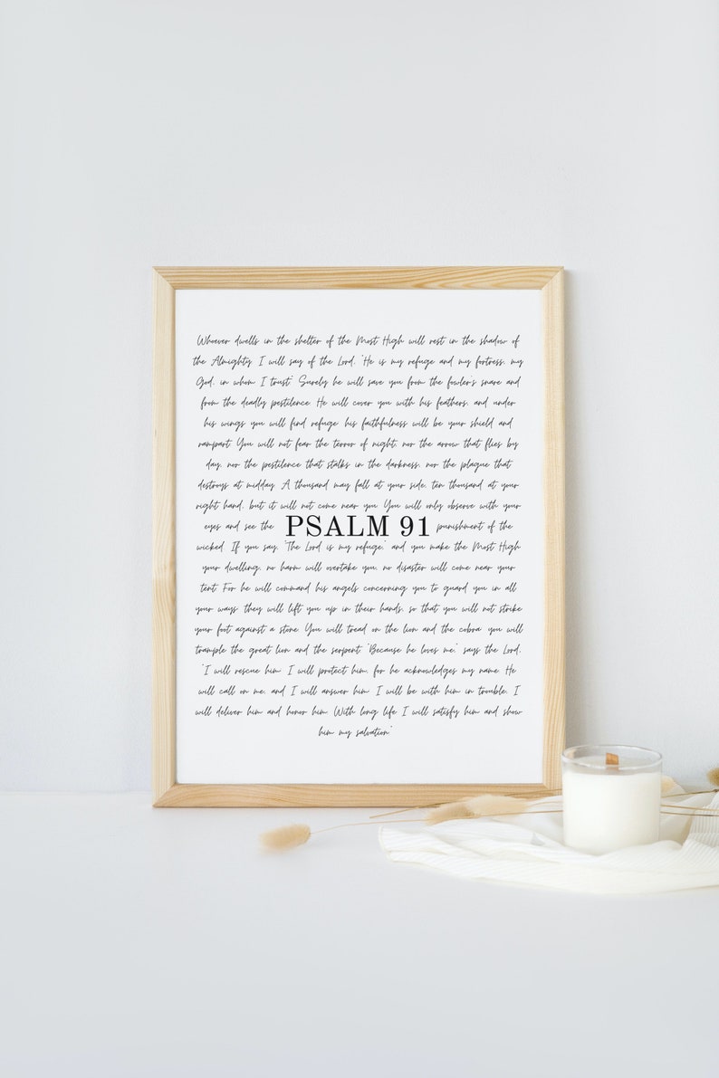 Psalm 91 Wall Art | Bible Verse Print | Christian Wall Art | Christian ...