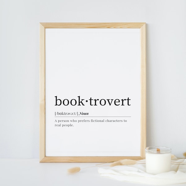 Booktrovert Definition | Printable Art | Digital Downloads | Printable Wall Art | Book Quotes