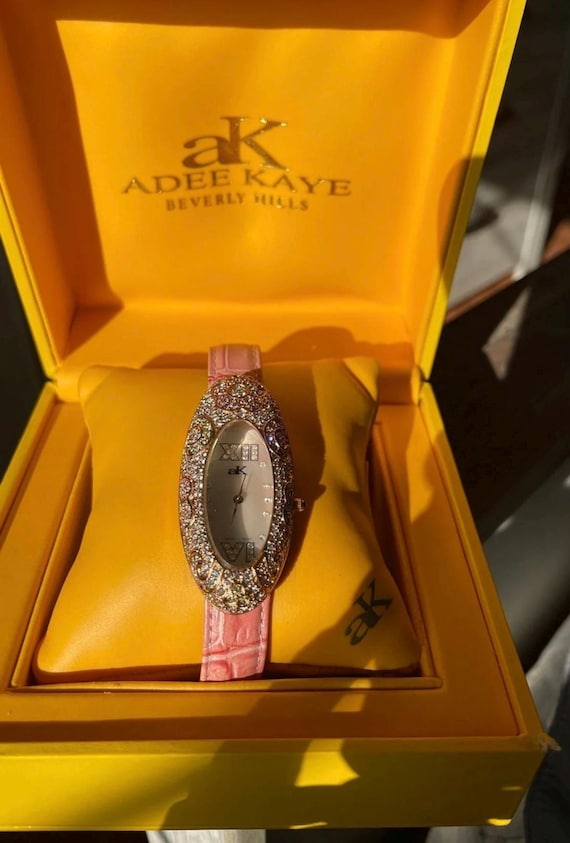 Vintage Y2K Adee Kaye Womens Watch Pink Crystals Leather  display picture 3