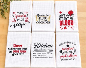 Paños de cocina bordados, divertidos paños de cocina con humor, juego de paños de cocina con tejido de gofre