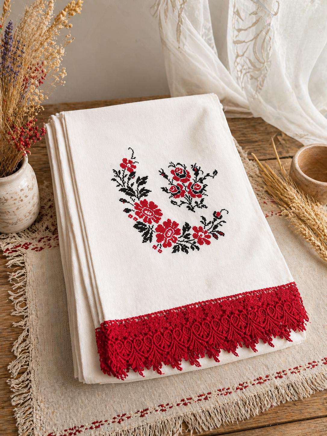 アンティーク花柄刺繍リネン ルシュニキ rushnyk 100年前の物 Rushnyk - Etsy
