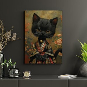 Black Cat Doll Giclée Print, Weirdcore Creepy Cute Kitten Portrait, Archival Museum Grade Pop Surrealism Lowbrow Artwork, Gothic Cat Lovers