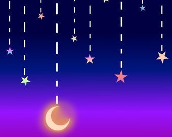 Nighttime Sky Phone Background - Moon Sky Nighttime Stars NightSky Digital Night Ethereal Mystical Magical Magic Dream Color Abstract