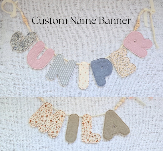 Custom Fabric Name Banner: Personalized Nursery Decor, Baby Shower