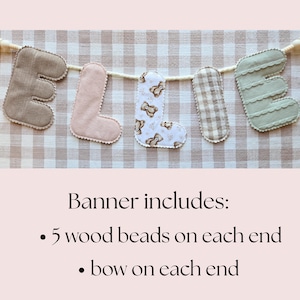 Custom Fabric Name Banner: Personalized Nursery Decor, Baby Shower afbeelding 2