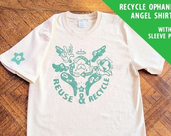 Camisetas con estampado de ángeles reciclados / El ángel Ofanim, fiel a la Biblia