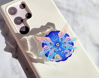 Sun and Moon Seraph Phone Grip | Epoxy Holographic Biblically Accurate Angel Phone Grip Stand