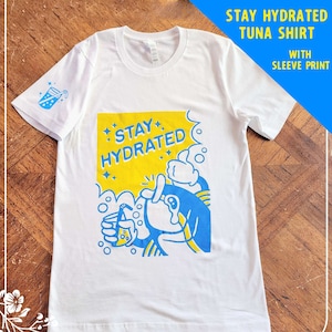 Stay Hydrated Tuna | Rubberhose Riso Style Screen Print T Shirt