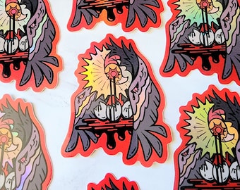 Crying Saint | Biblically Accurate Angel California Condor 3 inch Holographic Vinyl Sticker