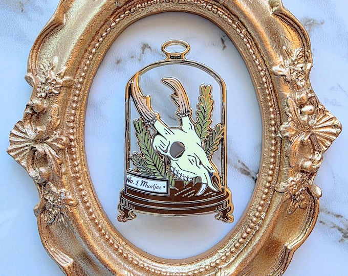 Cabinet of Curiosities: Muntjac Skull | 2 inch Deer Skull Stained Glass Enamel Pin