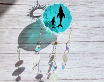 Ocean Sides | Humpback Whale Water Ripple Acrylic Crystal Suncatcher