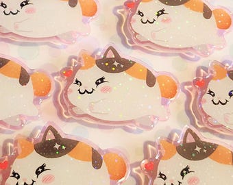 Fat Cat Phone Grip | Epoxy FF Calico Holographic Phone Grip Stand