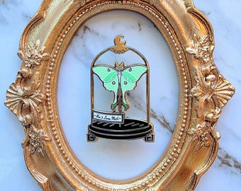 Cabinet of Curiosities: Luna Moth | 1.7 inch Moth Stained Glass Enamel Pin