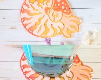 Ocean Friends | Epoxy Holo Nautilus Coaster