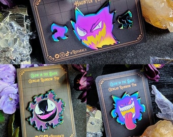 Sinister Ghosts | 1.5 inch Glow in the Dark Rainbow Soft Enamel Pin