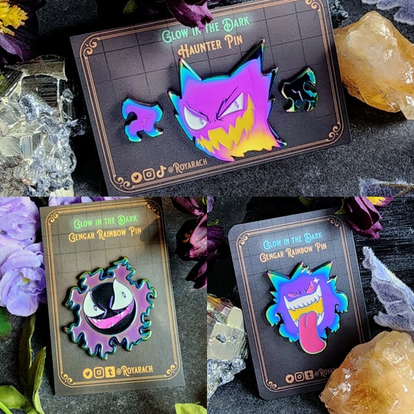 Sinister Ghosts | 1.5 inch Glow in the Dark Rainbow Soft Enamel Pin