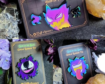 Sinister Ghosts | 1.5 inch Glow in the Dark Rainbow Soft Enamel Pin