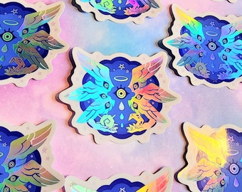 Sun and Moon Seraphim | Biblically Accurate Angel Seraphim Holographic Vinyl Sticker