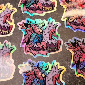 Murmure | Sticker holographique démoniaque ange déchu en vinyle 3 pouces