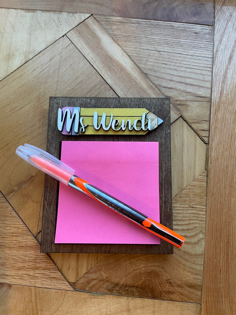 Customized Teacher Post It Note Holder Etsy