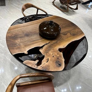 Round epoxy dining table, round epoxy table, Round black epoxy table, round epoxy coffee table, Round Black Epoxy Table, Epoxy Wood Table