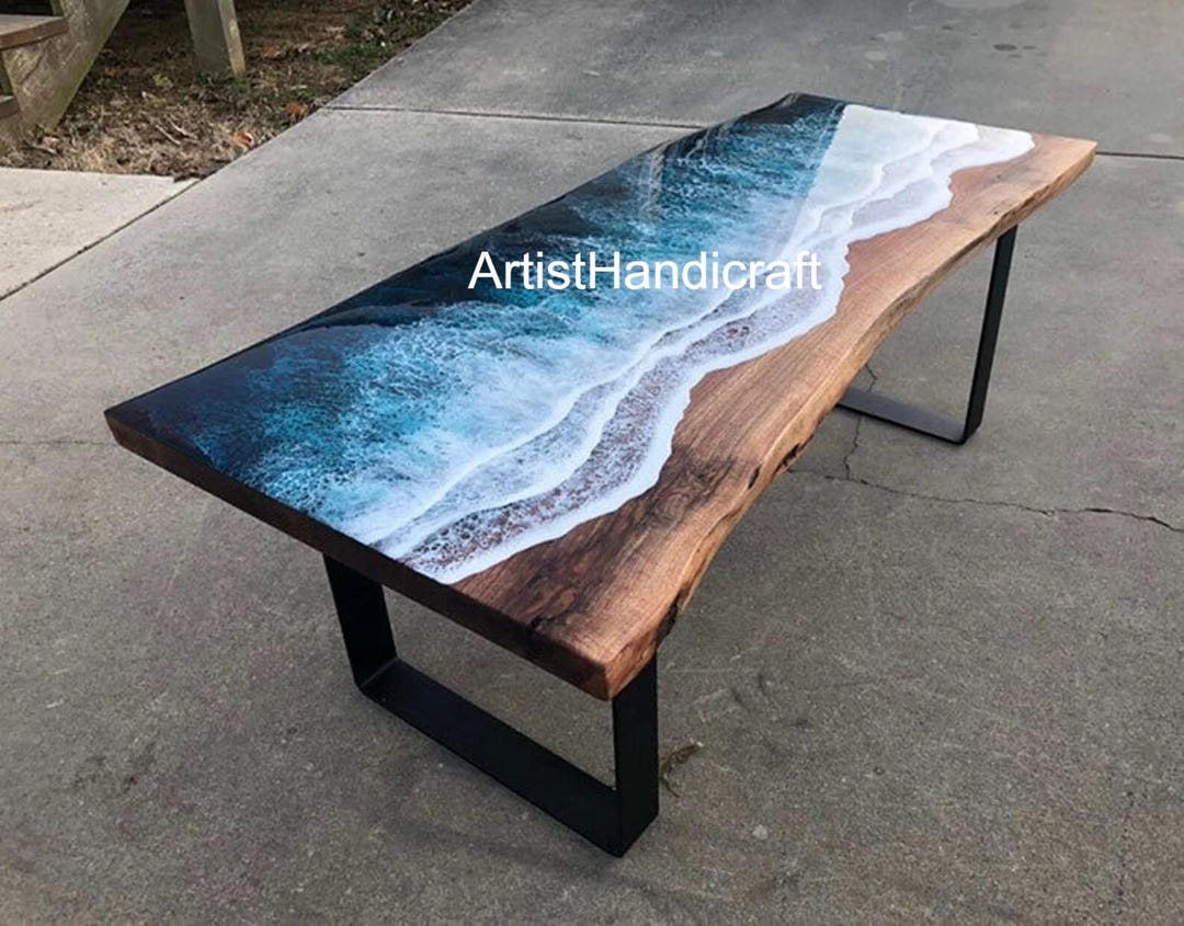 Ocean Waves Epoxy Dining and Coffee Table, Resin Center Hallway ...