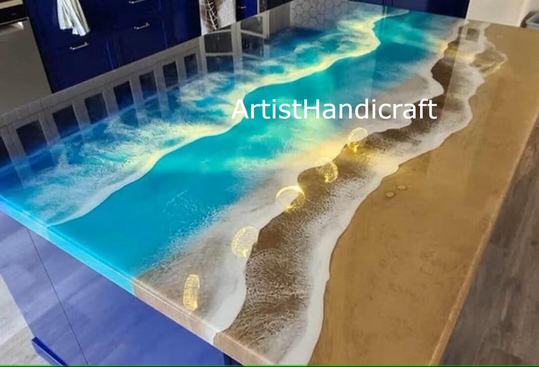 Ocean Waves Epoxy Dining Table, Resin Sofa Center Table Top ...