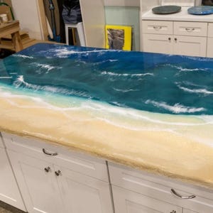 Resin Wave Counter Top: Live Edge Ocean Kitchen Decor