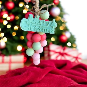 Grape vine handmade soap , Christmas theme soap , delicious pink red and green color soap