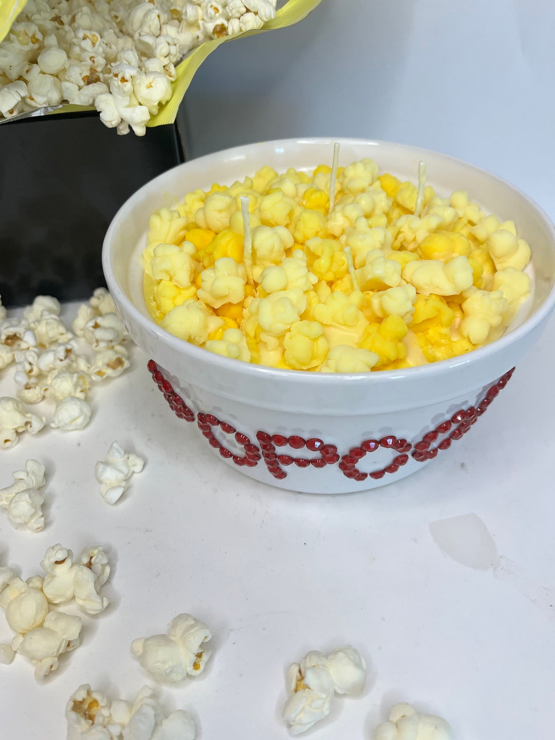 Popcorn Candle 4 Wick Candle Organic Soy Candle Gift Etsy