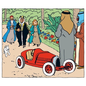 TINTIN - Lithography print - In the land of Black Gold - The adventures of Tintin and Snowy - 20 x 20cm, Special edition, Moulinsart, Hergé