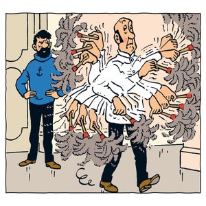 TINTIN - Lithography print - Tintin and the Picaros - The adventures of Tintin and Snowy - 20 x 20cm - Special edition, Moulinsart, Hergé