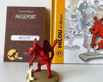 Figurine Tintin - #51 Devil Snowy w/ certificate + book - Official statue Moulinsart Hergé - Authentic - Rare