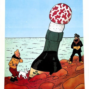 Tintin Poster - Tintin and the Shooting Star - Captain Haddock - Hergé - Fan art - Moulinsart/Casterman - 40 x 29 cm - Whiskey