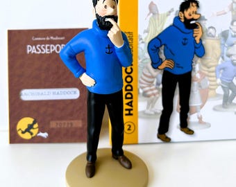 タンタンのフィギュア - #2 ハドック船長 証明書 + 本付き - ムーランサール エルジェの公式像 - 本物 - 希少